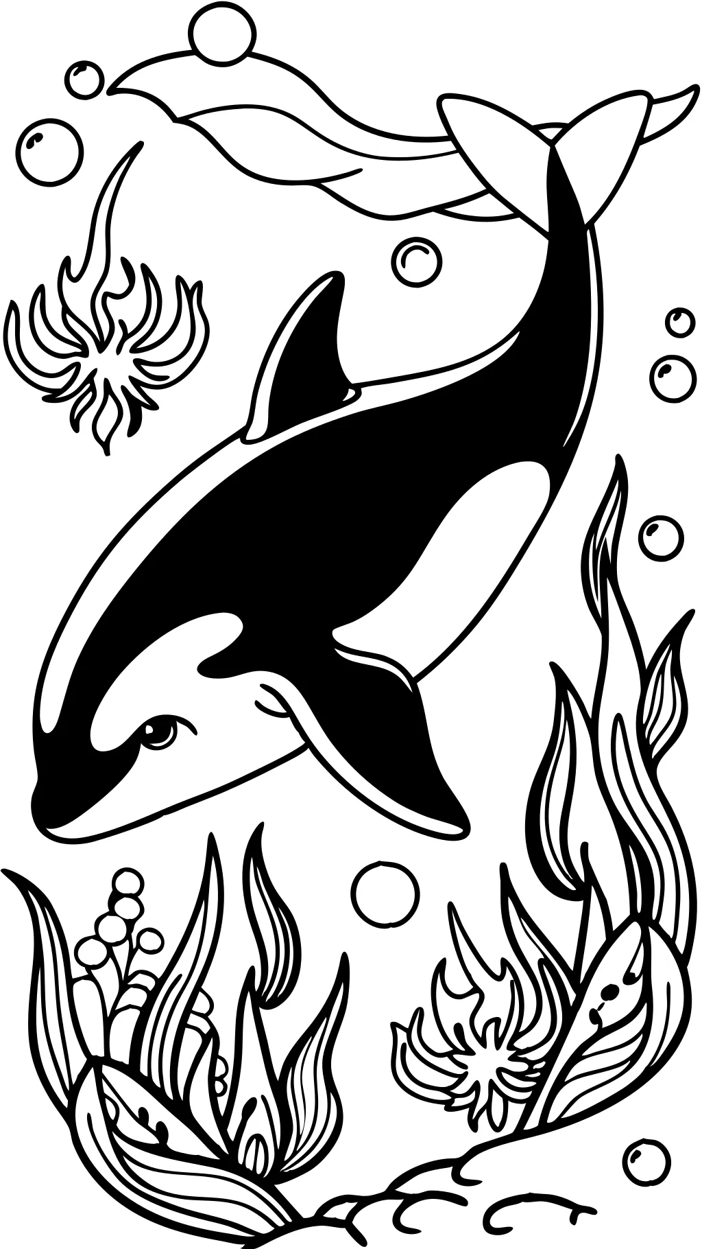 Página para colorear de ballenas de orca